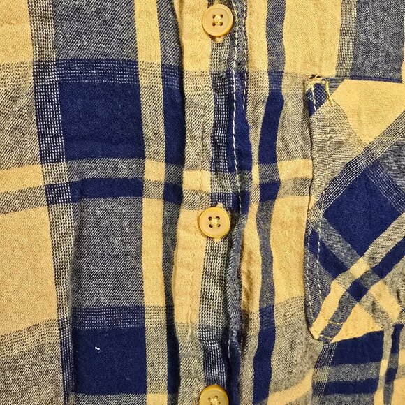 Time and Tru Mustard and Navy Flannel Button down top - S - Picture 5 of 8